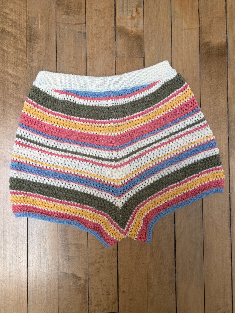 Crochet Knit Striped Shorts - Picture 4 of 6